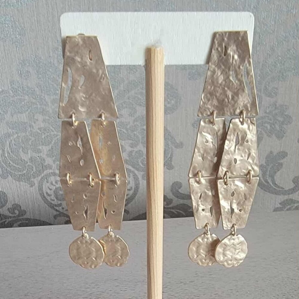 Abstract Geo Matte Gold Earrings